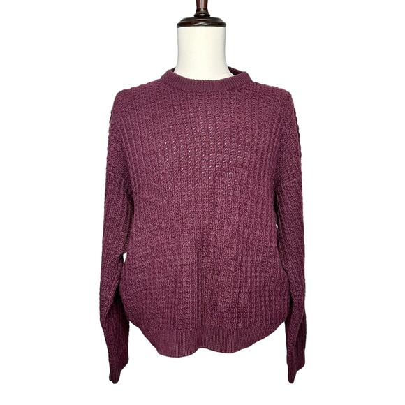 BASIX Fenn Wright & Manson | Men | Vtg Burgundy Knit Fisherman Sweater | Large - Picture 2 of 8